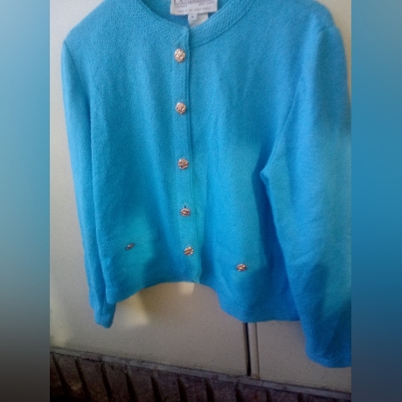 Corpcore Feminine blue Gold Button Cropped Tweed Fall Jacket MEDIUM - Picture 13 of 14